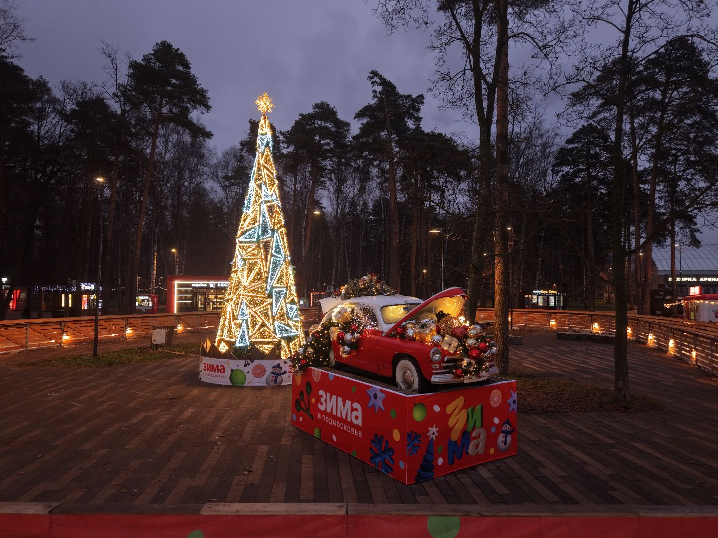 видео с коптера, каток в парке Пехорка, каток в балашихе, зима в  подмосковье,