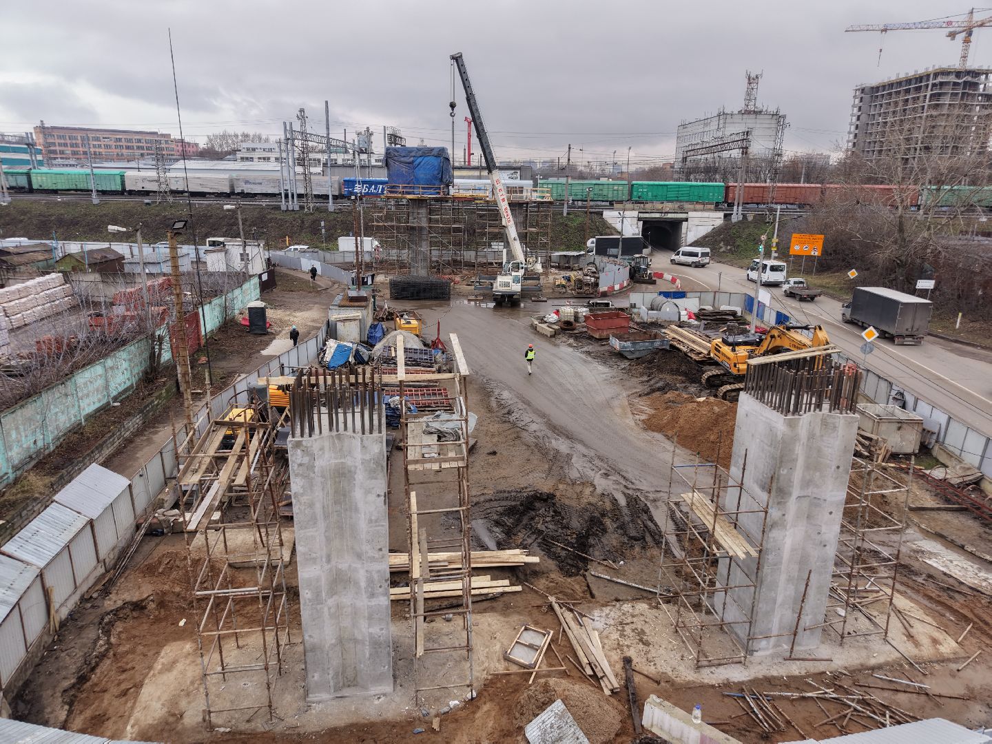 видео с коптера, путепровод через железную дорогу, путепровод в люберцах,
