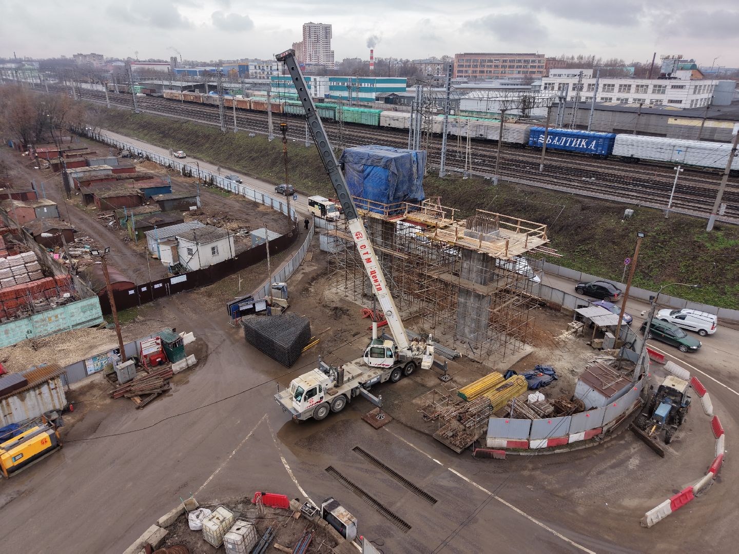 видео с коптера, путепровод через железную дорогу, путепровод в люберцах,