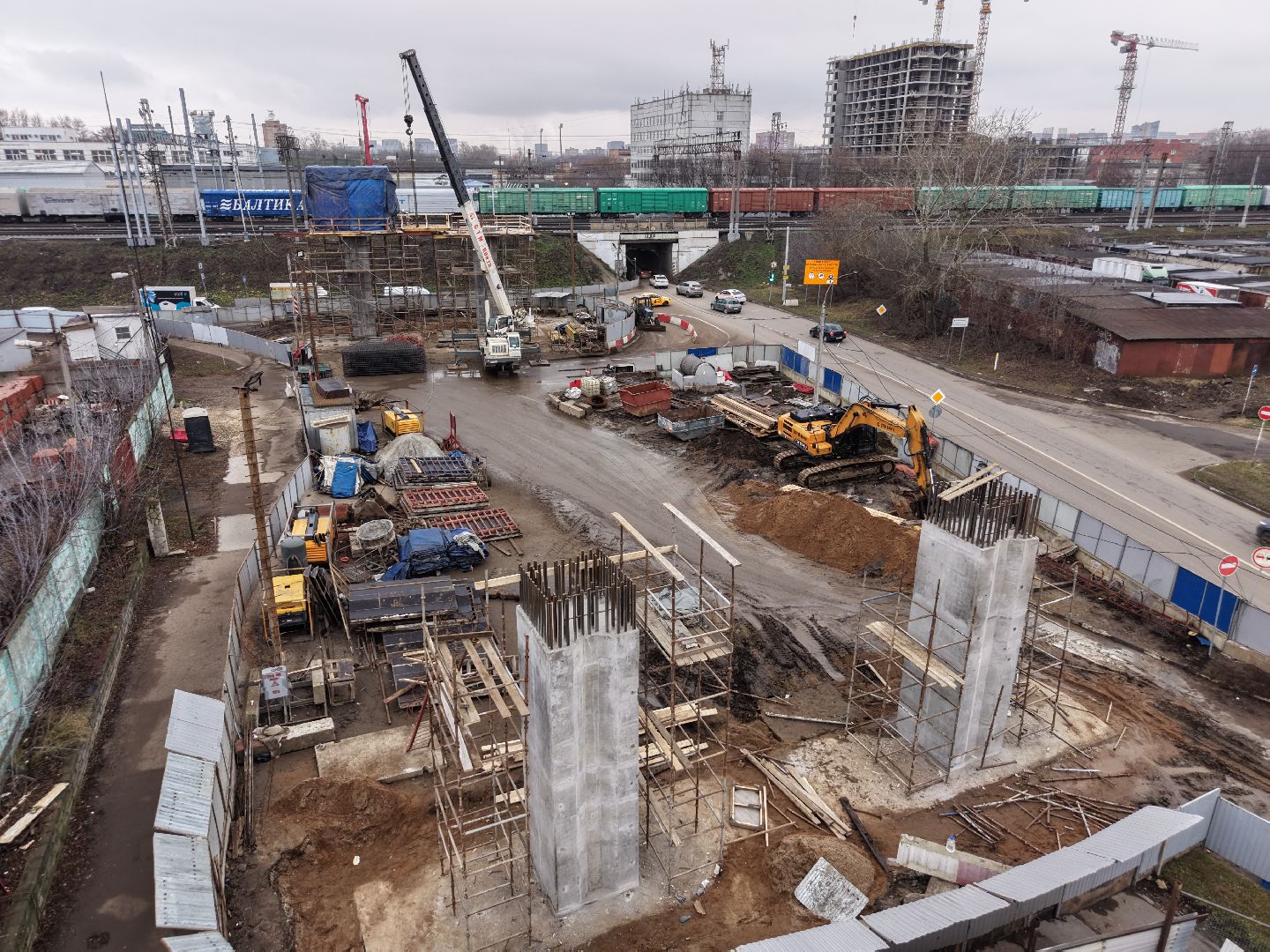 видео с коптера, путепровод через железную дорогу, путепровод в люберцах,