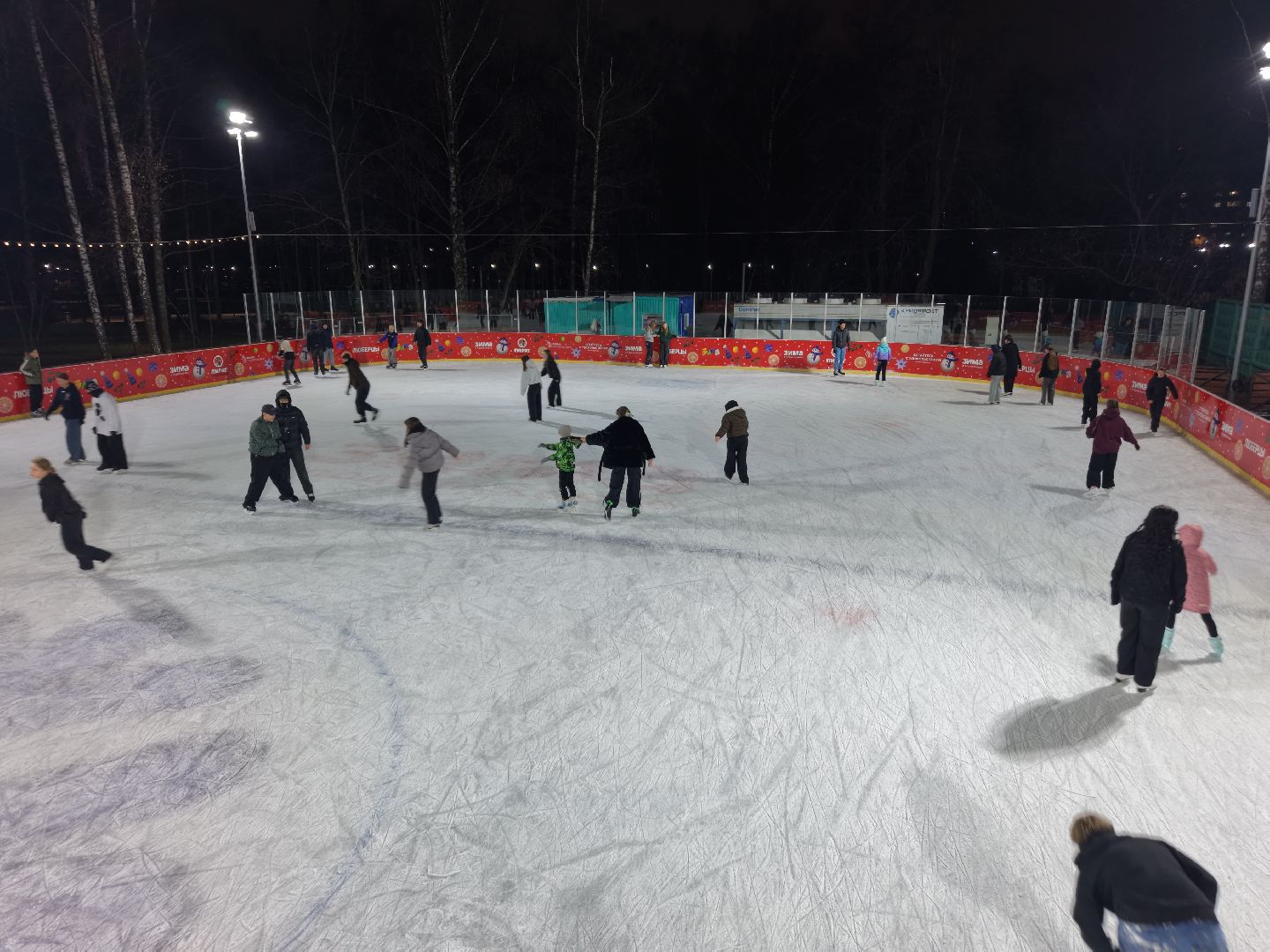 видео с коптера, каток в люберцах, зима в  подмосковье, наташинский парк,