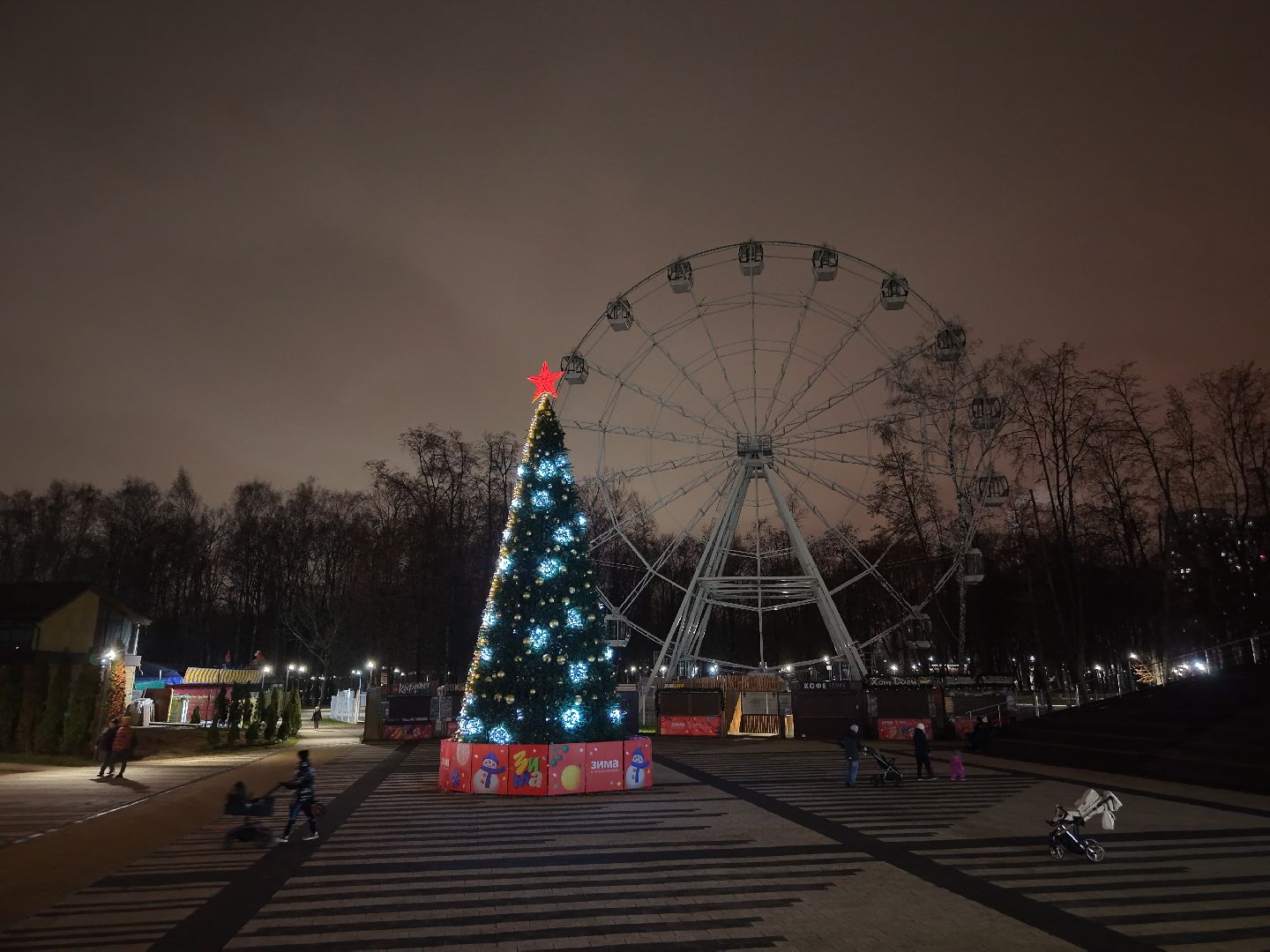 видео с коптера, наташинский парк, елка в люберцах, зима в  подмосковье,