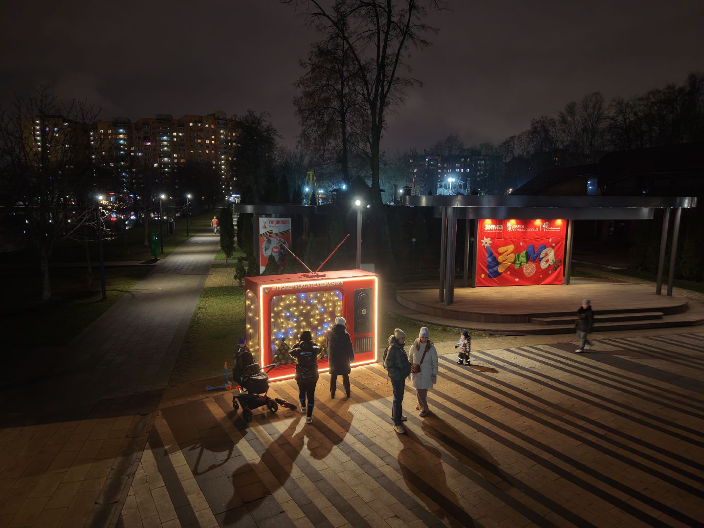 видео с коптера, наташинский парк, елка в люберцах, зима в  подмосковье,