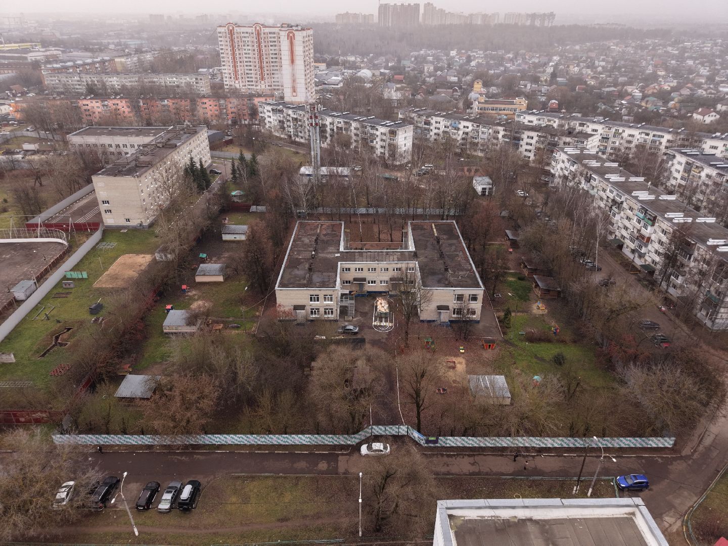 видео с коптера, детский сад при школе 27, детский сад в подольске,