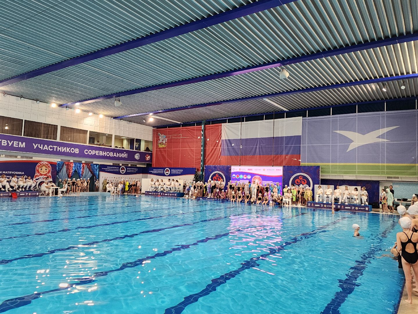 чехов, дворец спорта олимпийский, международный турнир, русская матрешка, синхронное плавание, дети до 13 лет, соревнования, фигуры,ольга брусникина, главный судья полина прощенко,показательные выступления, соло, дуэты, командные состязания, бассейн олимпийский,группы, комби,