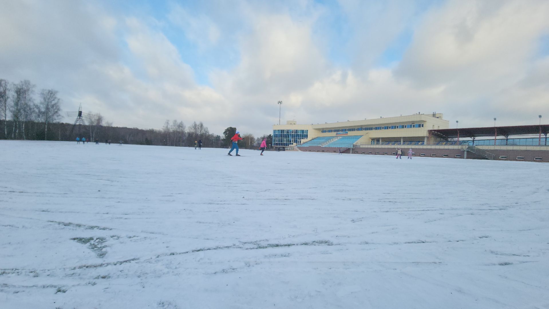 лыжный стадион, снеговые пушки, зима в  подмосковье, красногорск,
