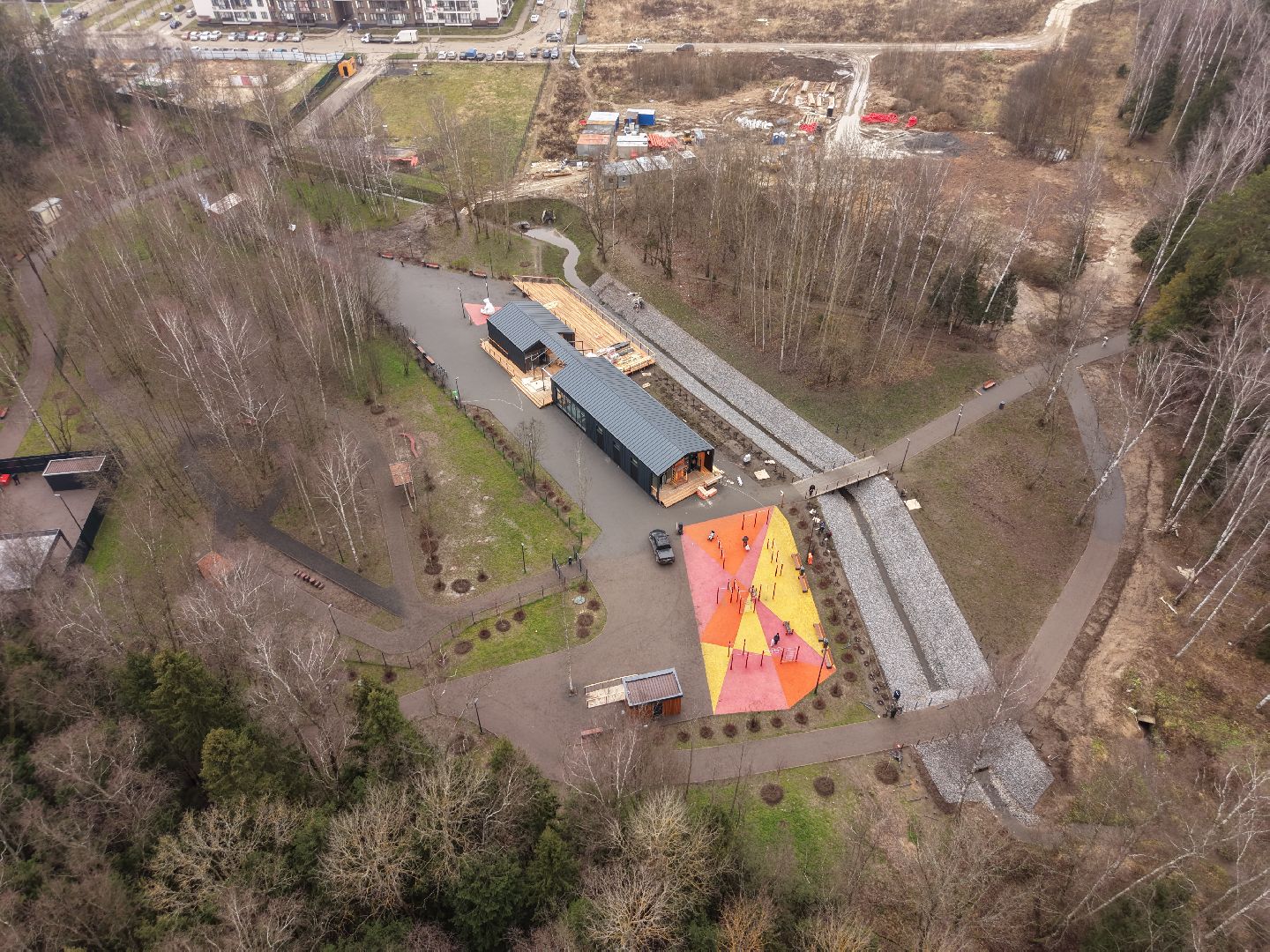 видео с коптера, пироговский лесопарк, благоустройство в мытищах,