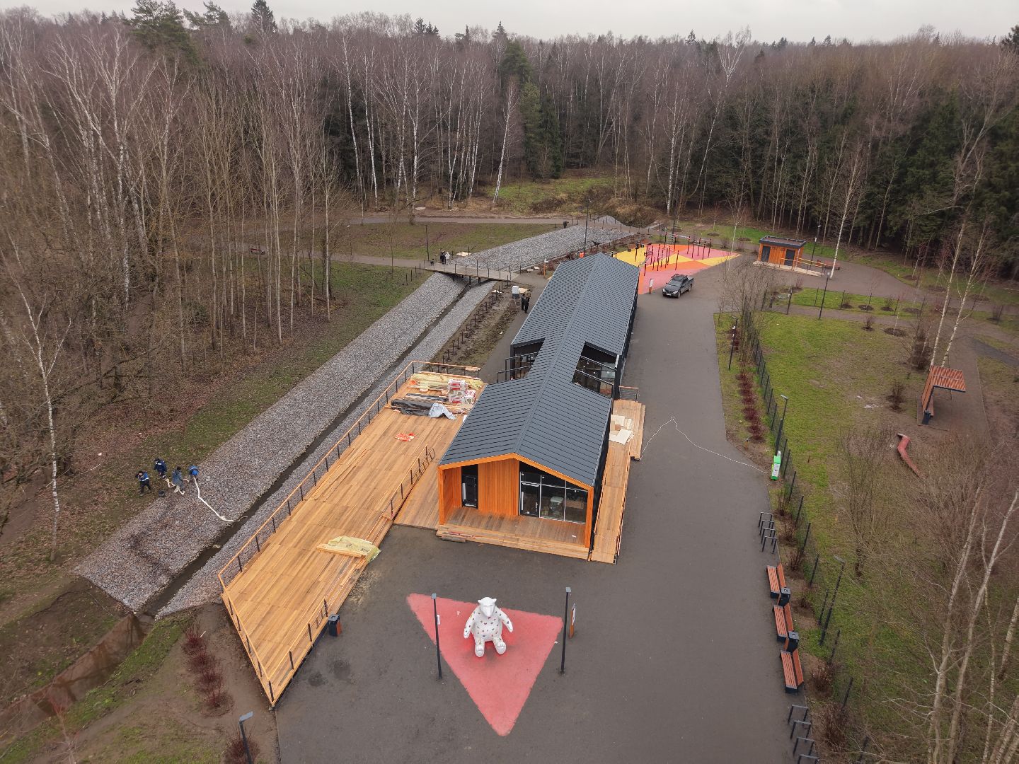 видео с коптера, пироговский лесопарк, благоустройство в мытищах,
