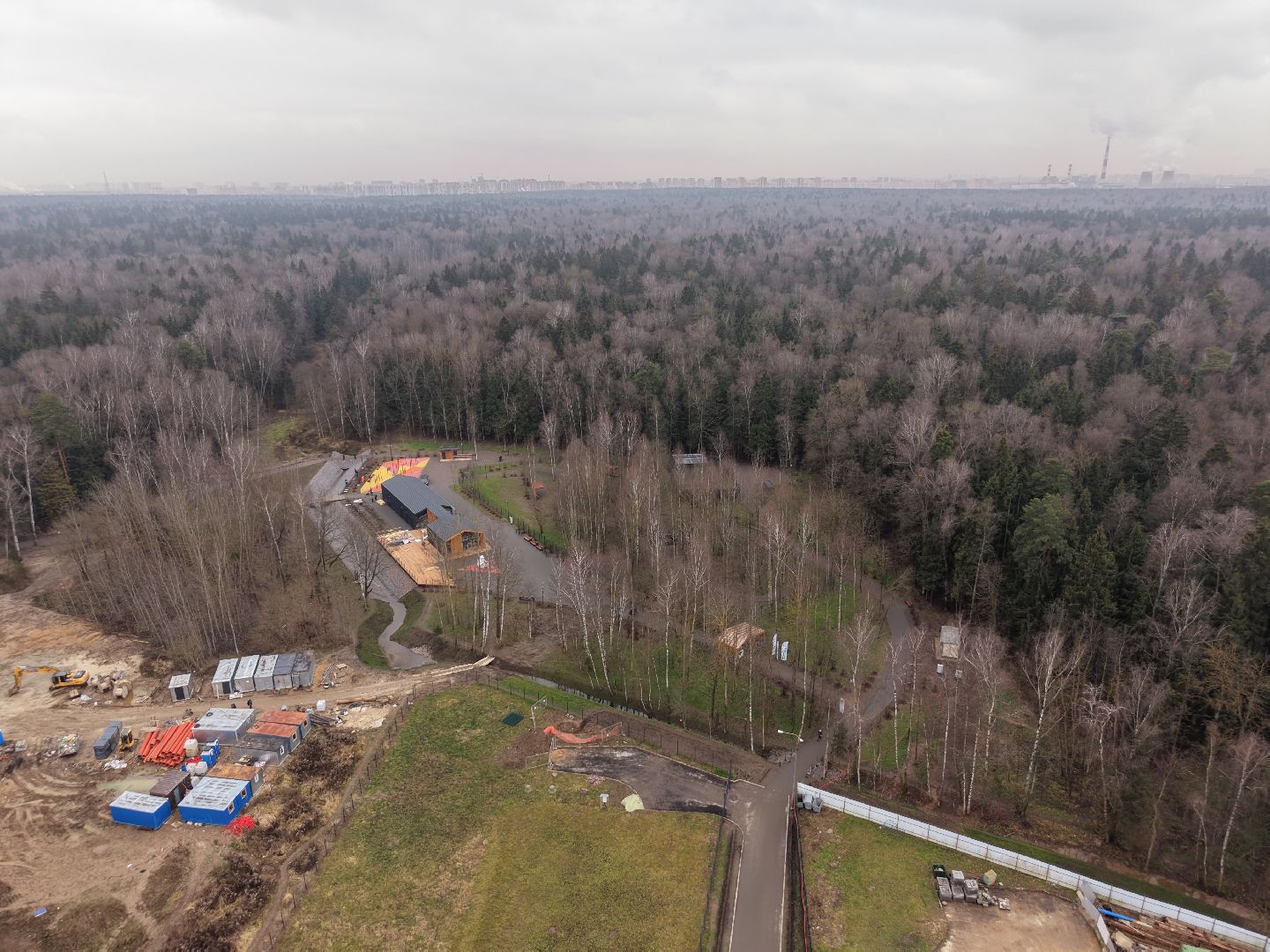 видео с коптера, пироговский лесопарк, благоустройство в мытищах,
