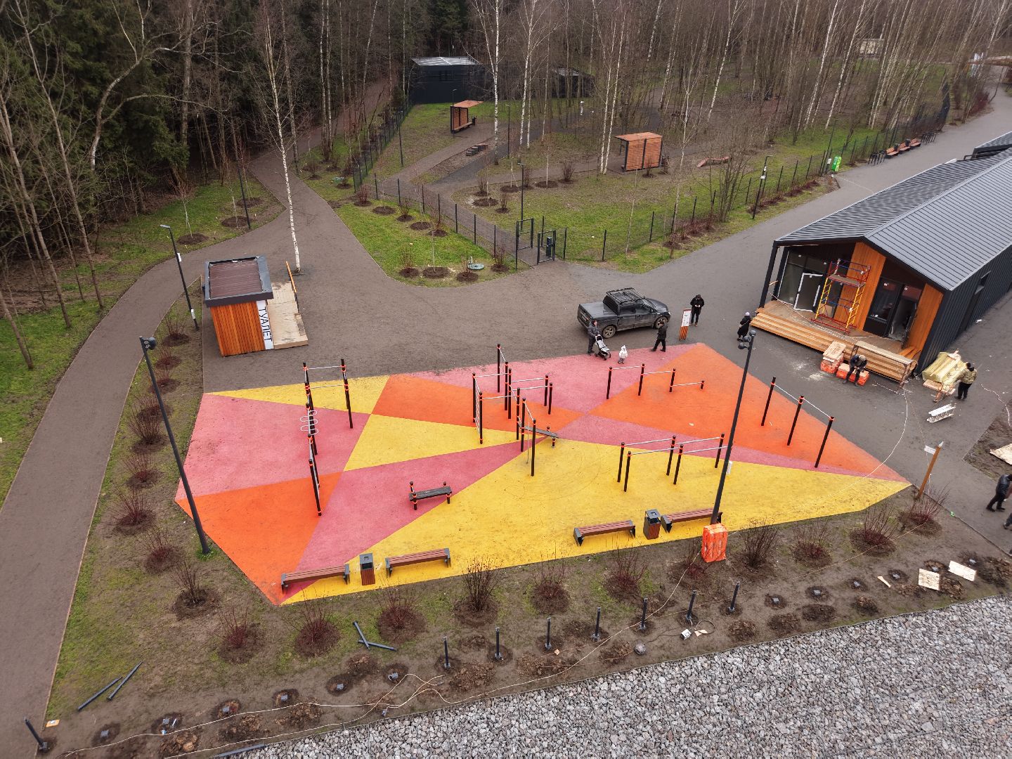 видео с коптера, пироговский лесопарк, благоустройство в мытищах,