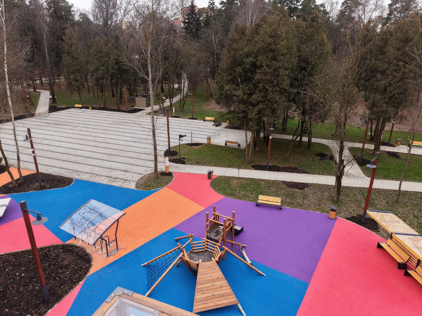 видео с коптера, парк Папанинская дача , парк в королеве,