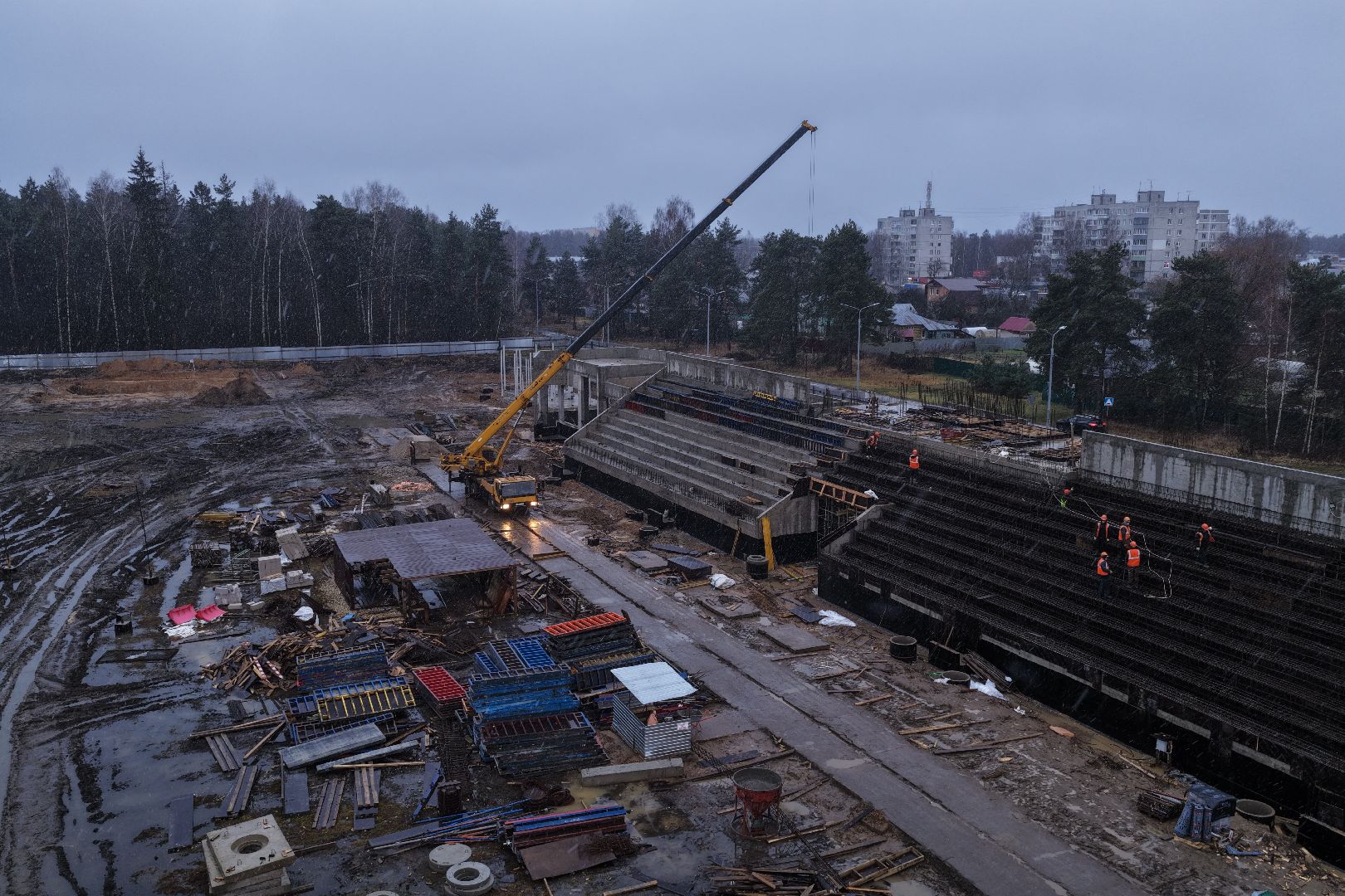 видео с коптера, стадион русич,