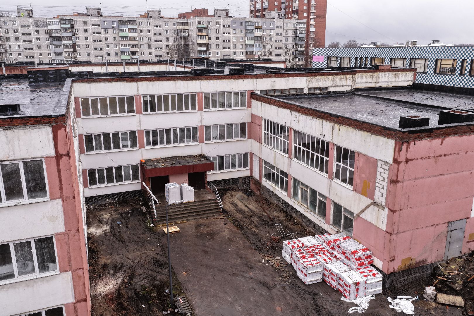 видео с коптера, школа 16 орехово-зуево, капремонт школы 16,