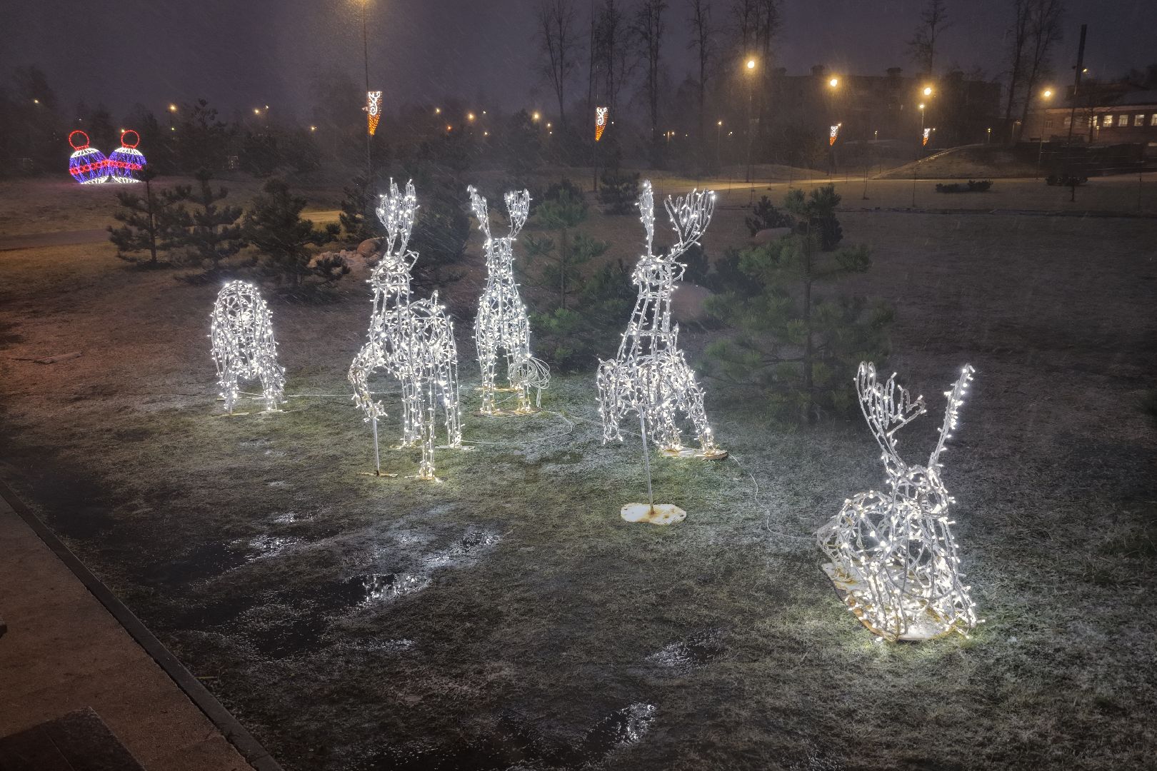 видео с коптера, новогодняя елка , елка в ликино-дулево,