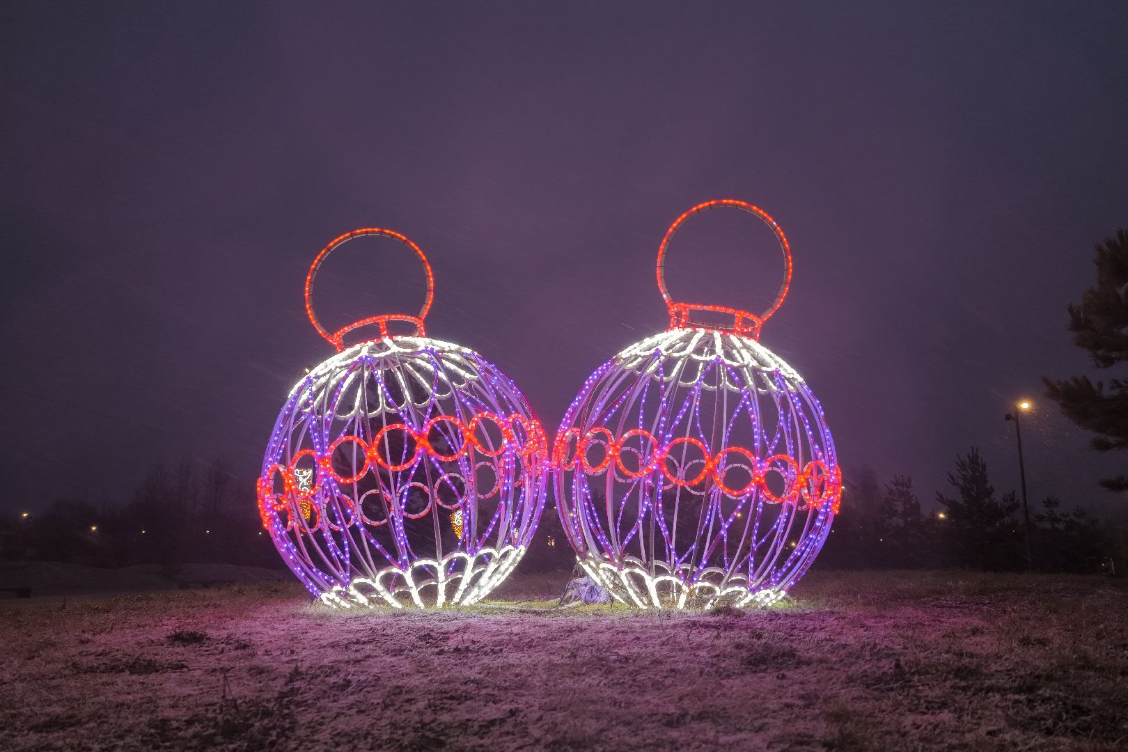 видео с коптера, новогодняя елка , елка в ликино-дулево,