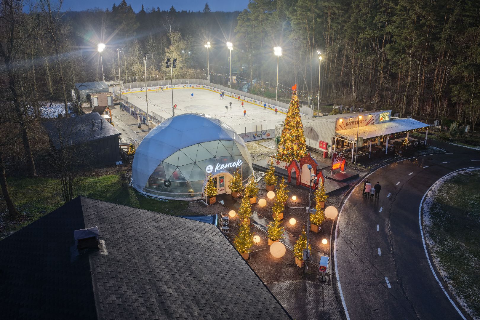 видео с коптера, парк лазутиной, новый год в подмосковье,