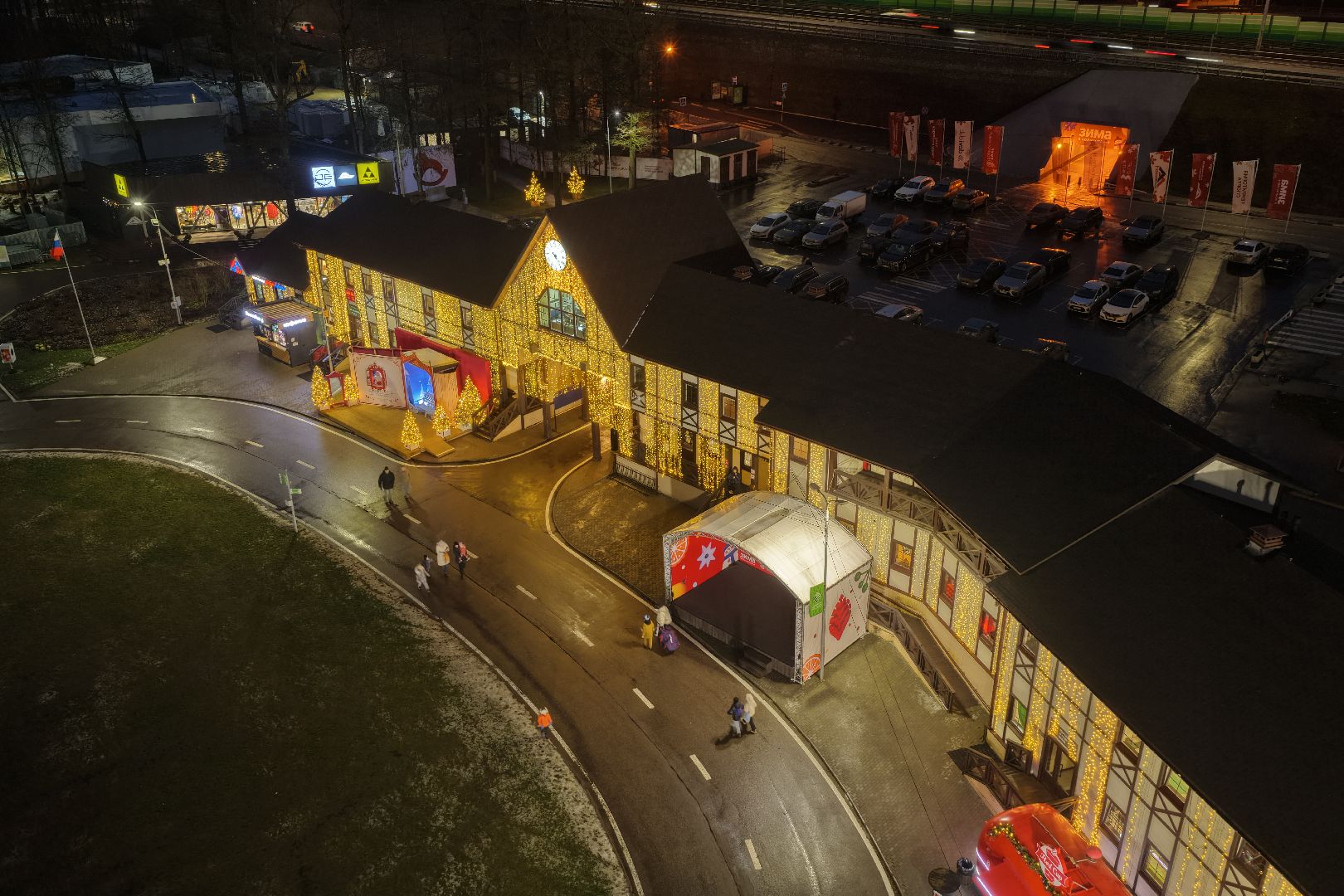 видео с коптера, парк лазутиной, новый год в подмосковье,