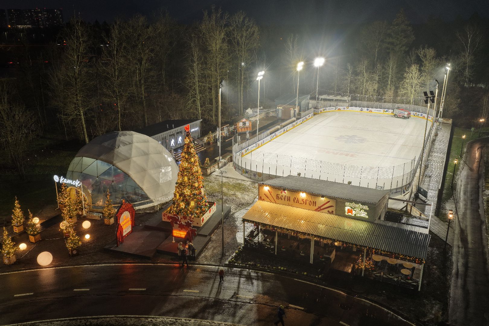 видео с коптера, парк лазутиной, новый год в подмосковье,