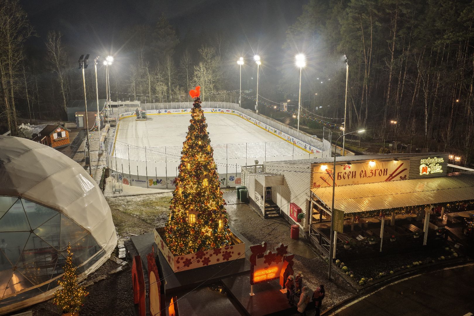 видео с коптера, парк лазутиной, новый год в подмосковье,