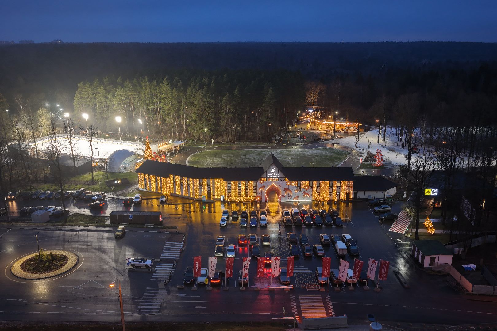 видео с коптера, парк лазутиной, новый год в подмосковье,