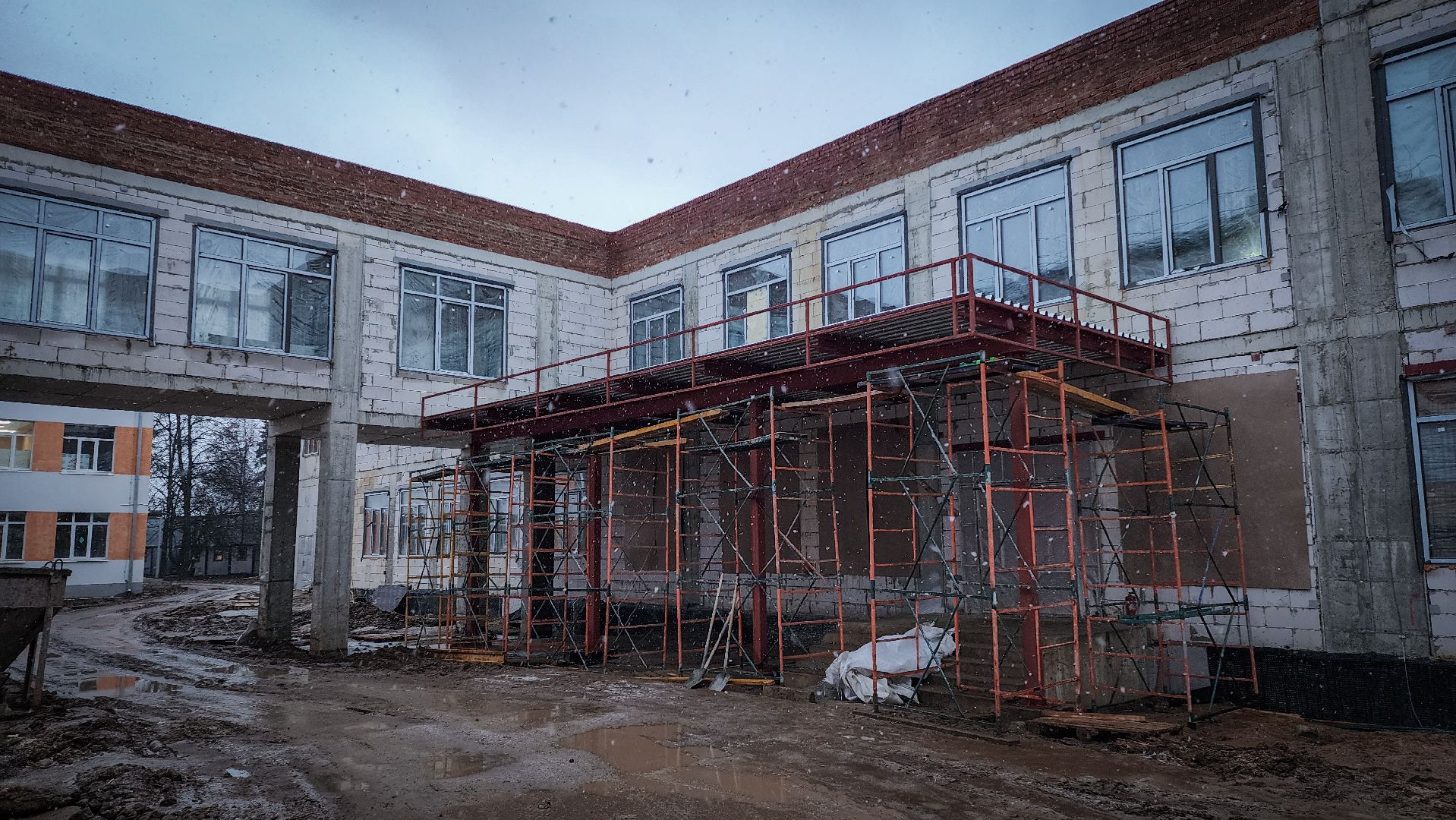 бронницы, строительство корпуса лицея в бронницах, пристройка к лицею в бронницах,