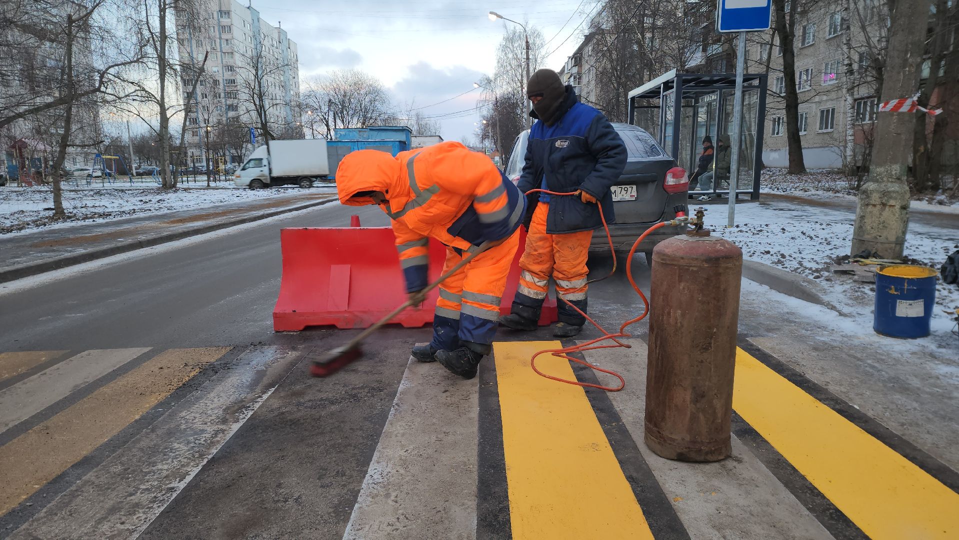 разметка дороги, дорожная разметка, лобня,