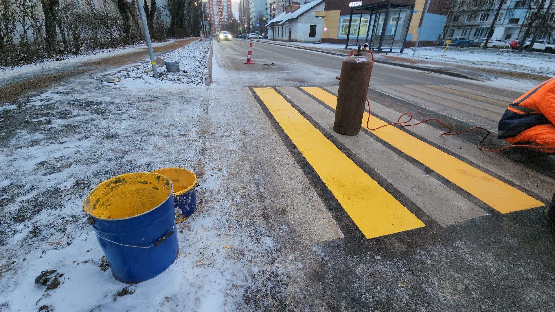 разметка дороги, дорожная разметка, лобня,