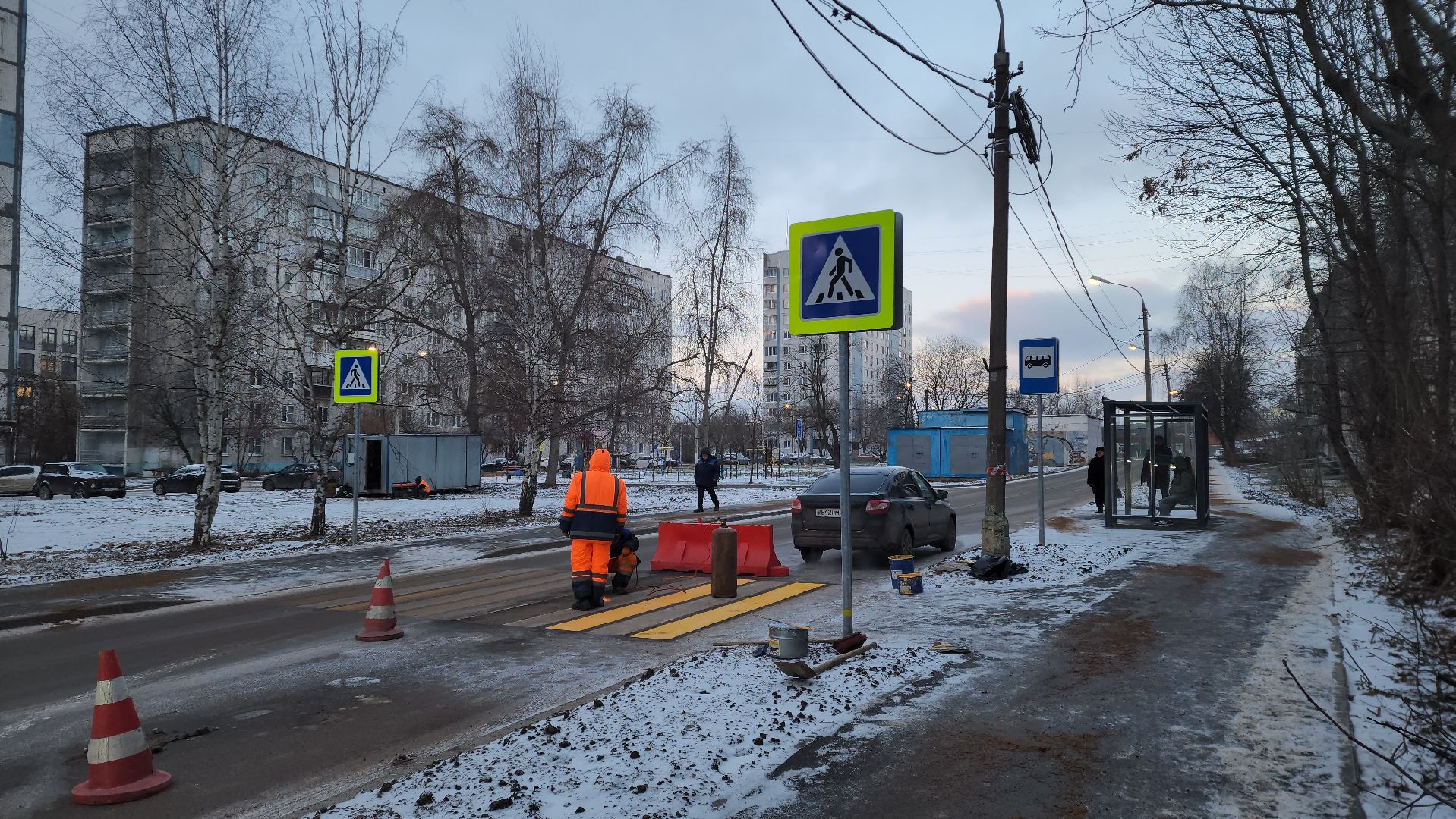 разметка дороги, дорожная разметка, лобня,