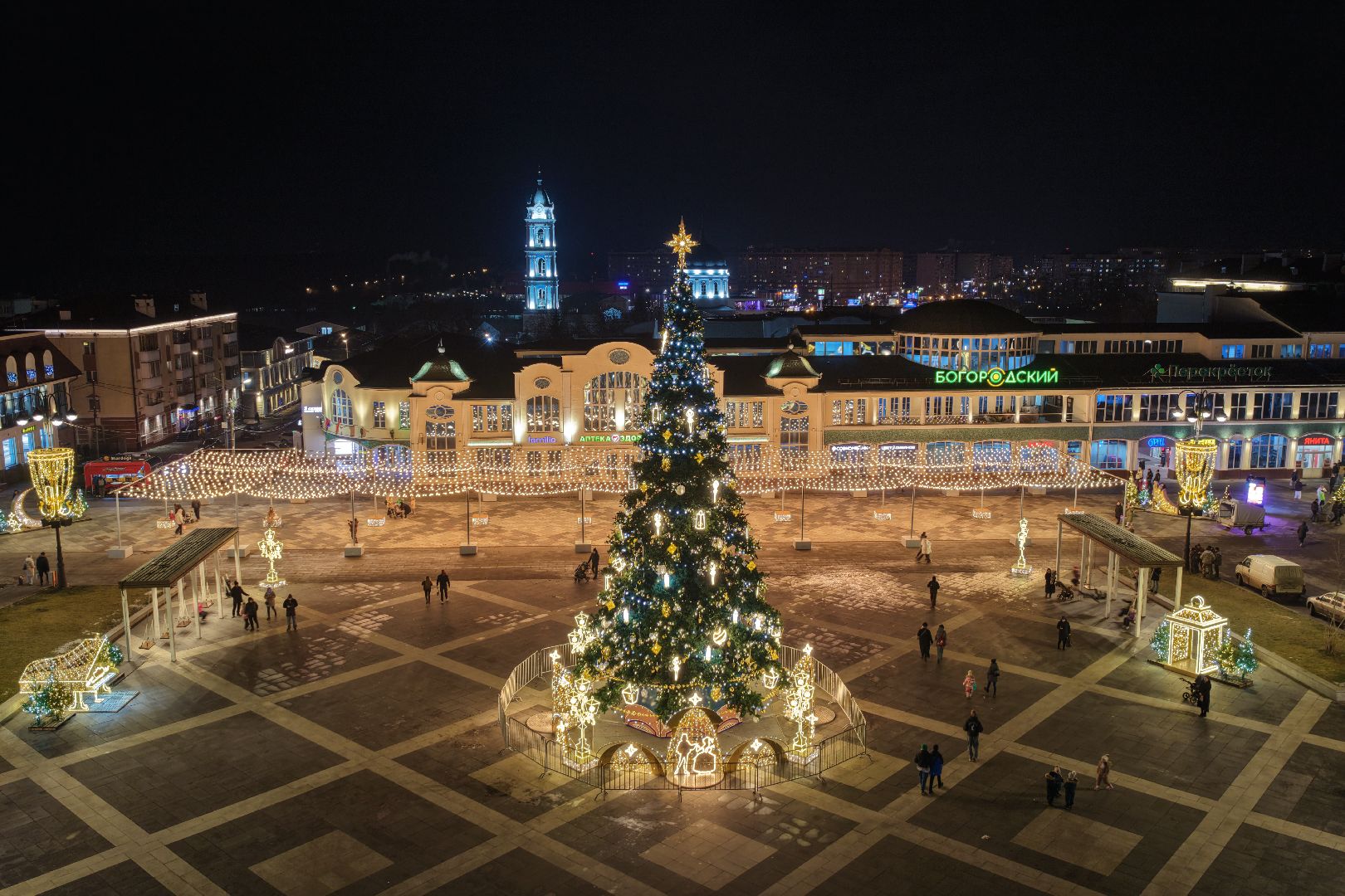 видео с коптера, новый год в ногинске, елка в ногинске, каток в ногинске,