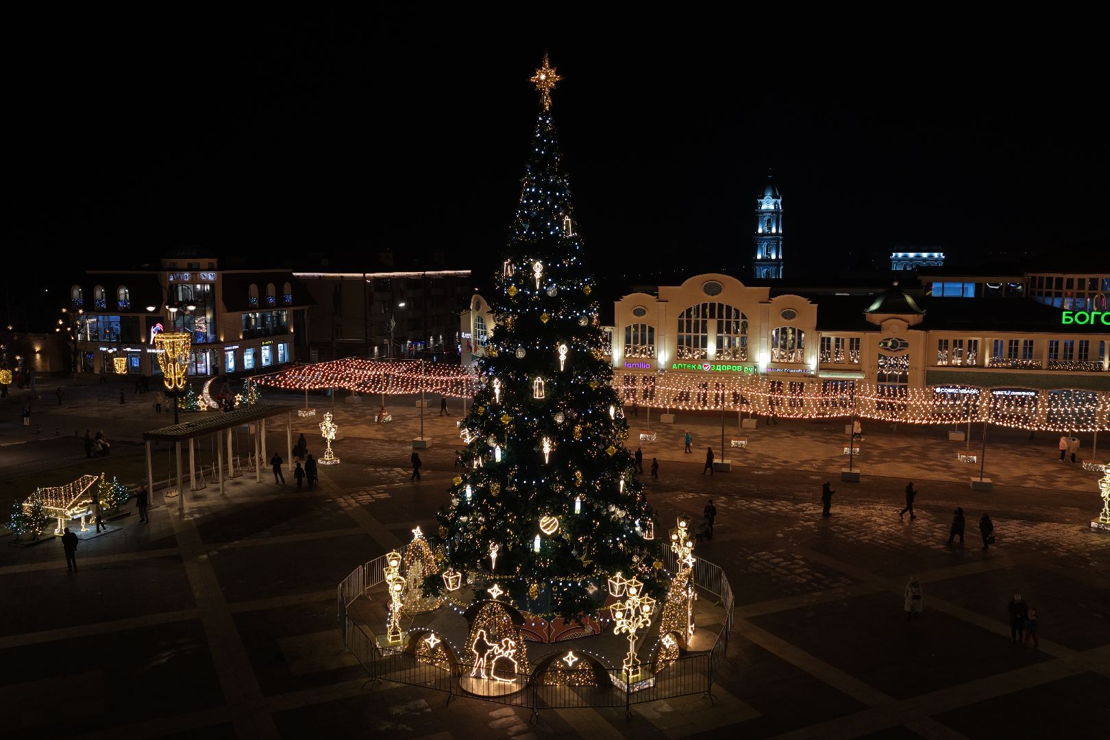 видео с коптера, новый год в ногинске, елка в ногинске, каток в ногинске,