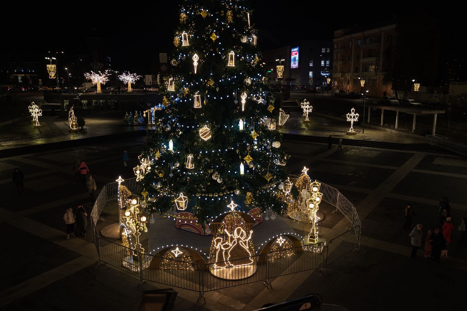 видео с коптера, новый год в ногинске, елка в ногинске, каток в ногинске,