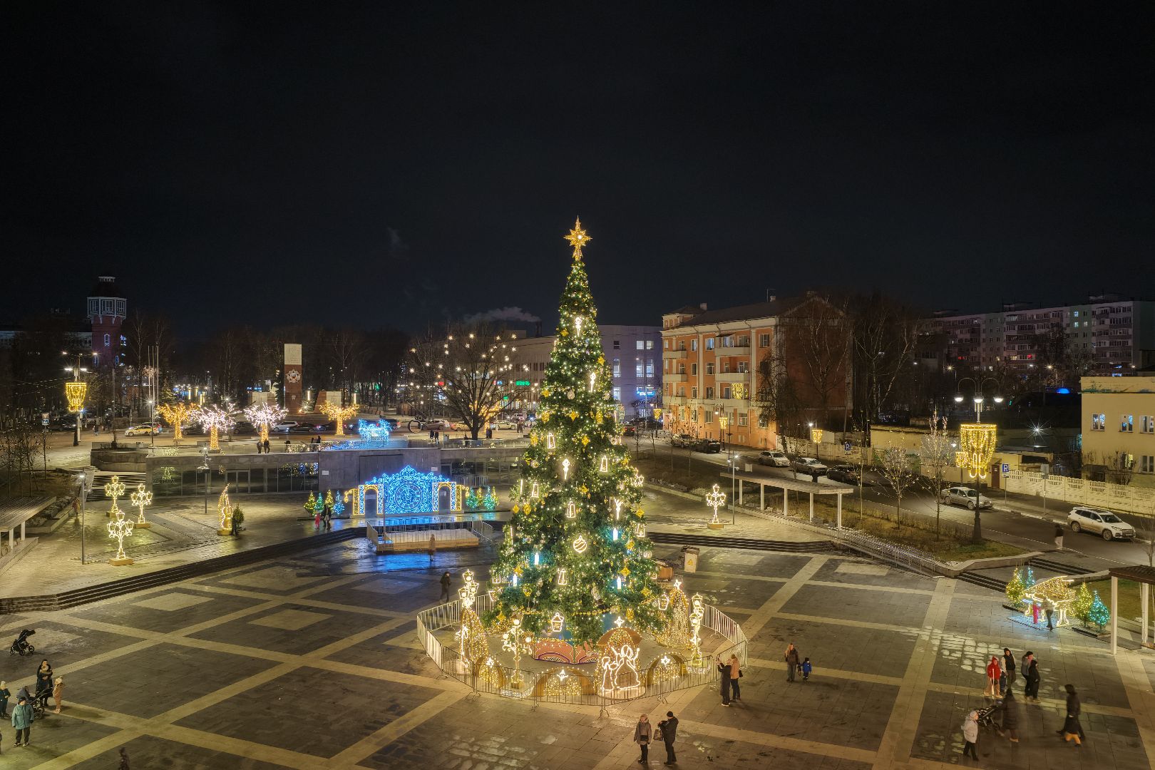 видео с коптера, новый год в ногинске, елка в ногинске, каток в ногинске,