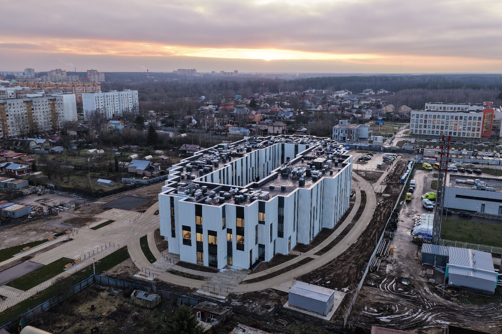 видео с коптера, поликлиника в ногинске,