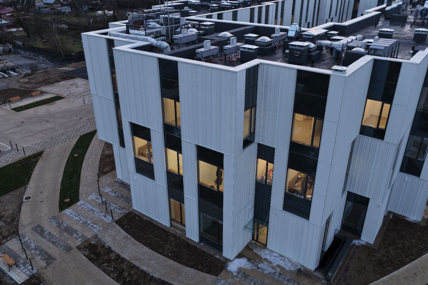 видео с коптера, поликлиника в ногинске,