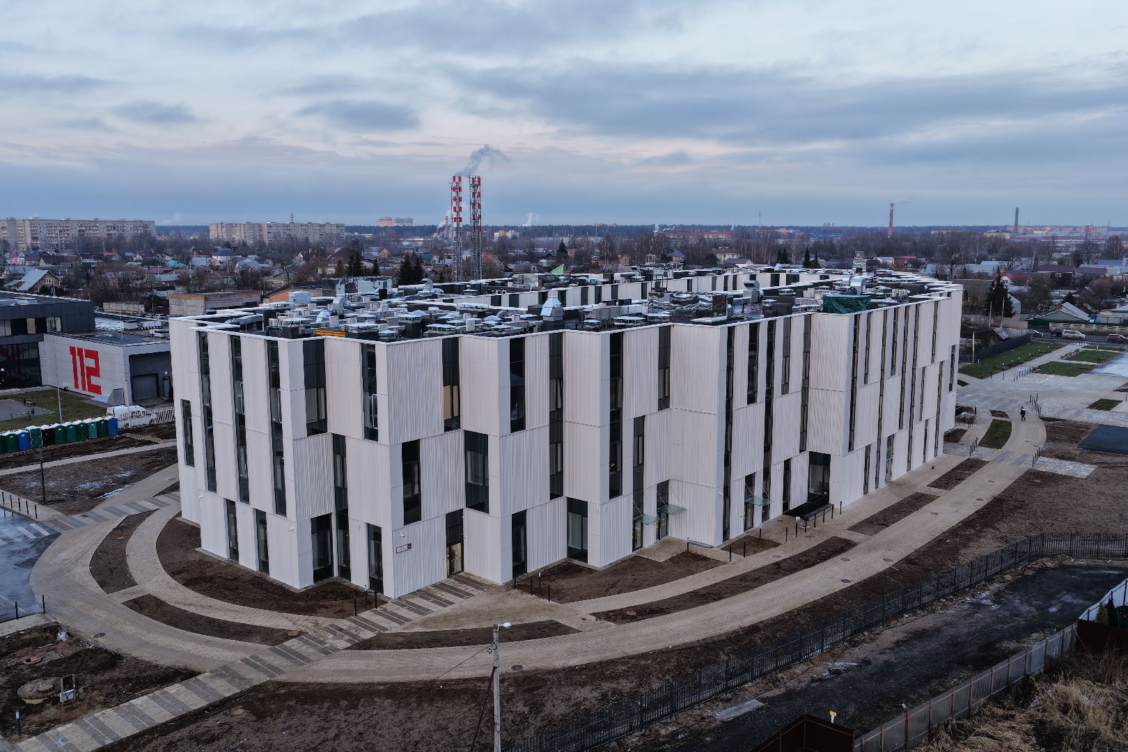 видео с коптера, поликлиника в ногинске,