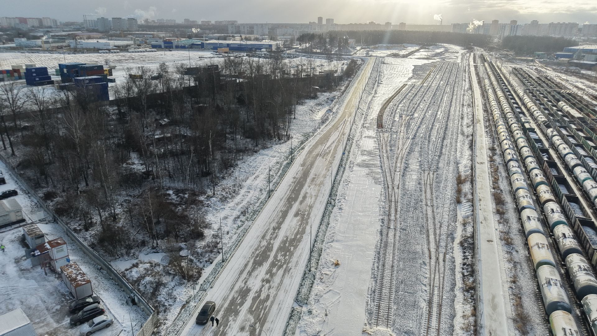 видео с коптера, северный подъезд к лобне, дороги подмосковья,