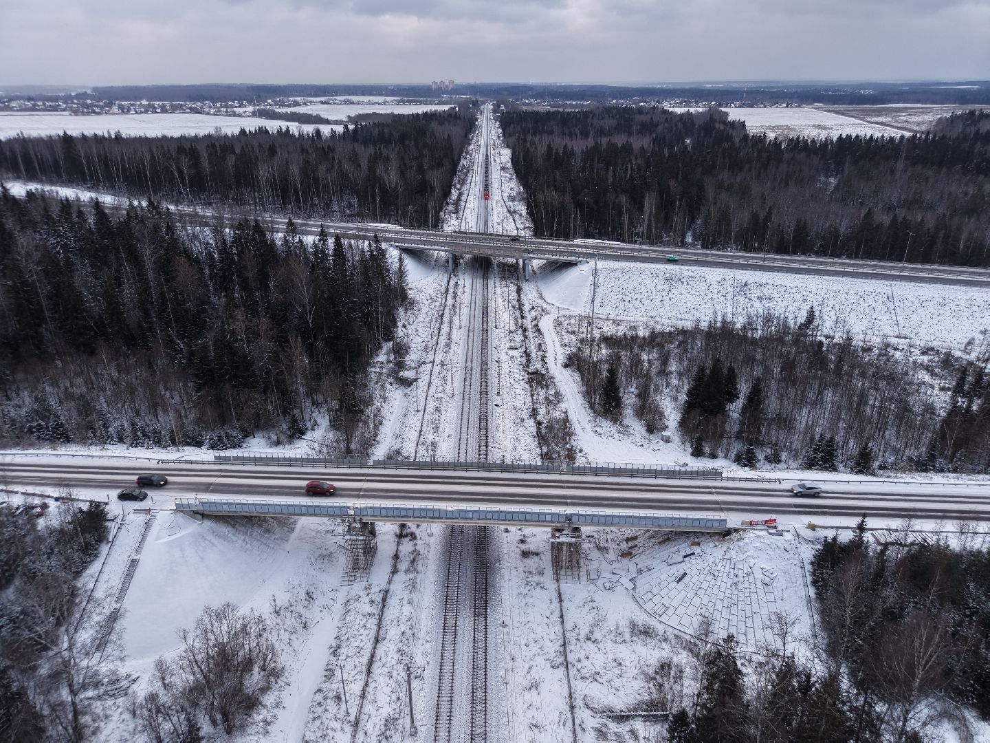 видео с коптера, путепровод на обуховском шоссе, путепровод в солнечногорске,