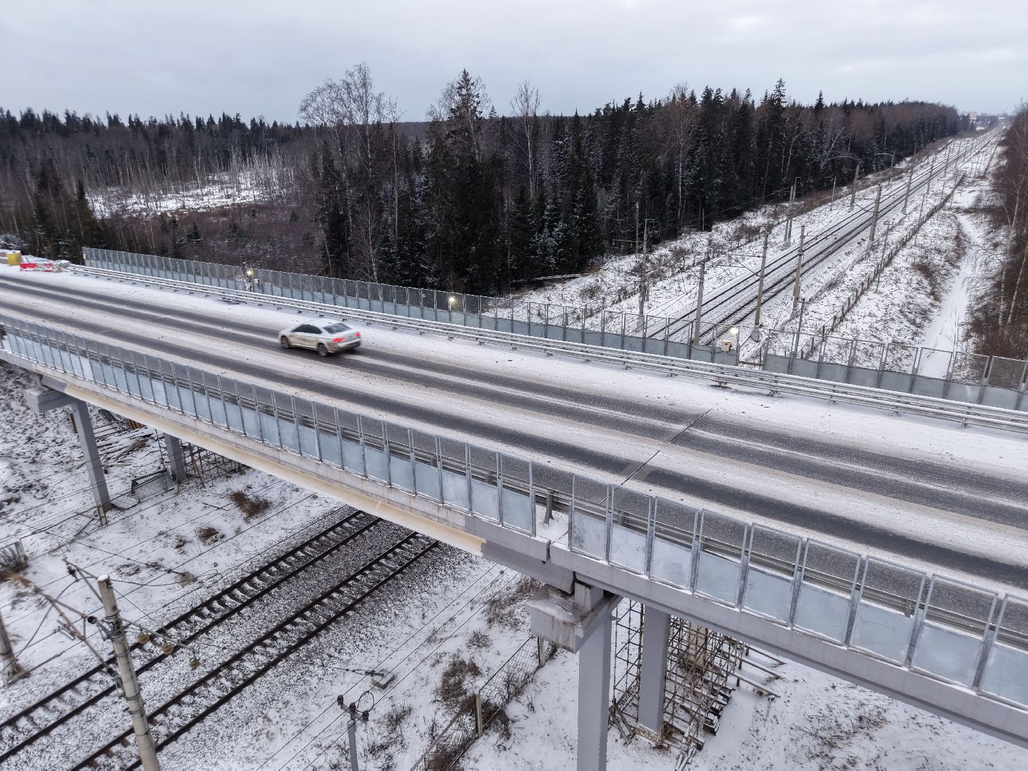 видео с коптера, путепровод на обуховском шоссе, путепровод в солнечногорске,