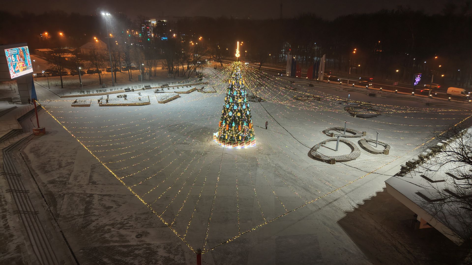 видео с коптера,елка в красногорске, каток в красногорске, новый год в подмосковье,
