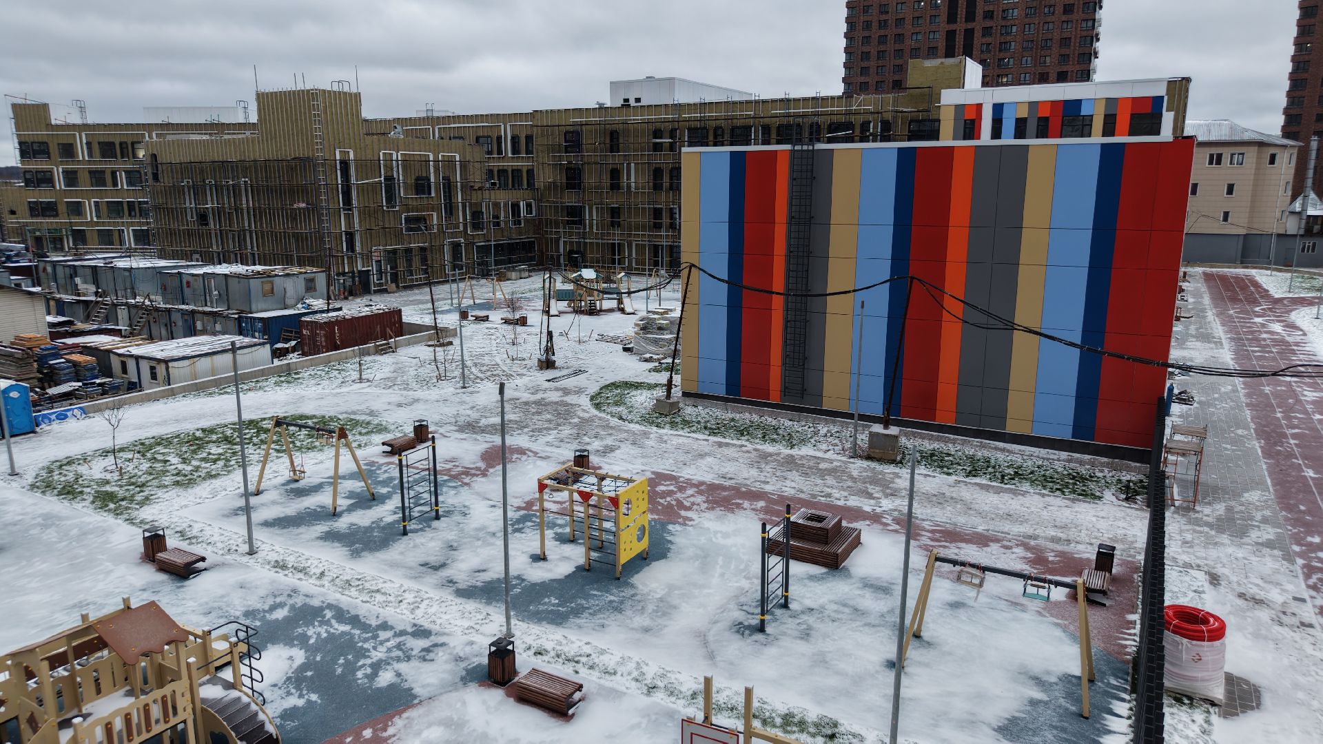 видео с коптера, школа в павшинской пойме, новая школа в красногорске,