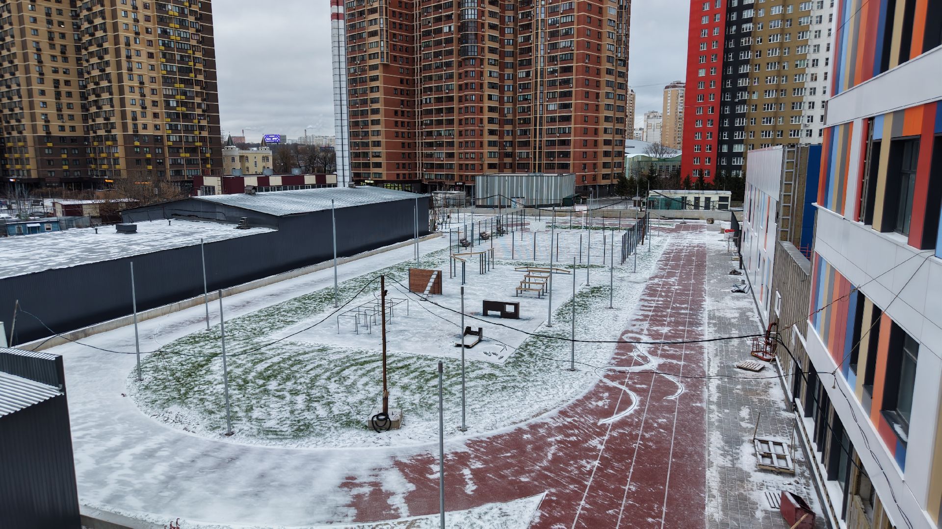видео с коптера, школа в павшинской пойме, новая школа в красногорске,