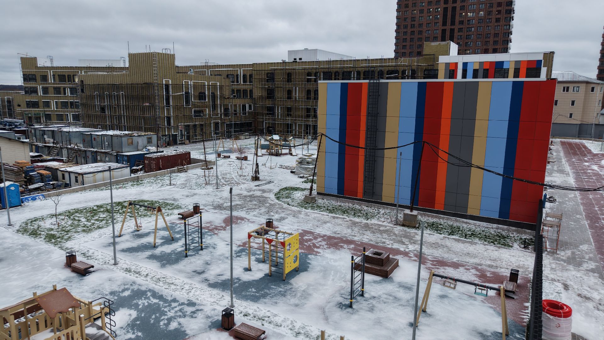 видео с коптера, школа в павшинской пойме, новая школа в красногорске,