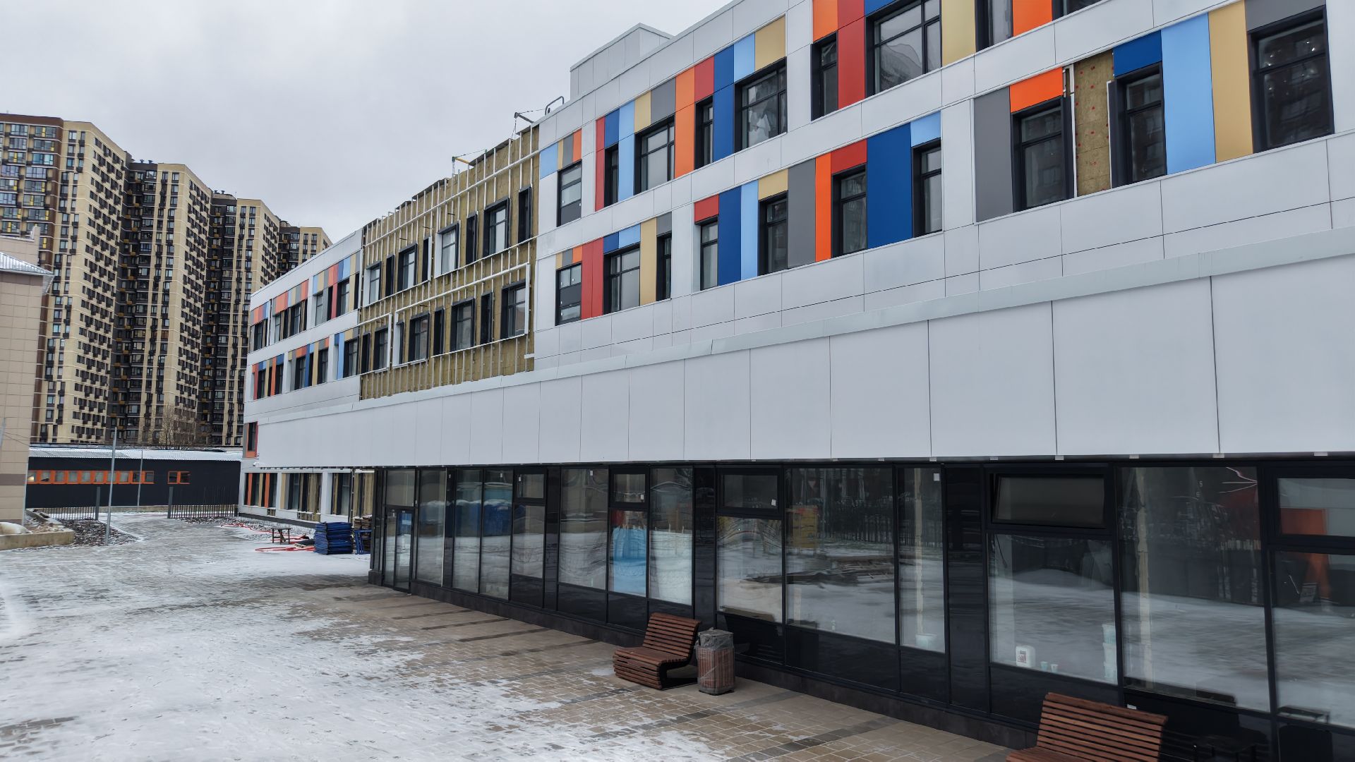 видео с коптера, школа в павшинской пойме, новая школа в красногорске,