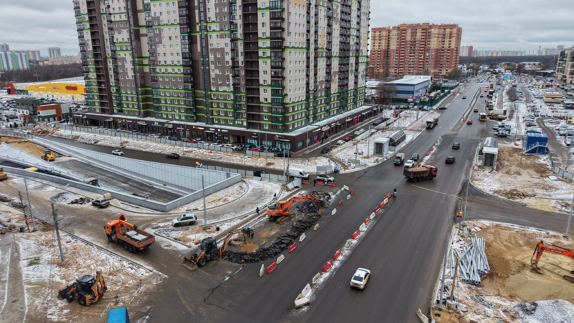 видео с коптера, тоннель на Путилковском шоссе, дороги красногорска,