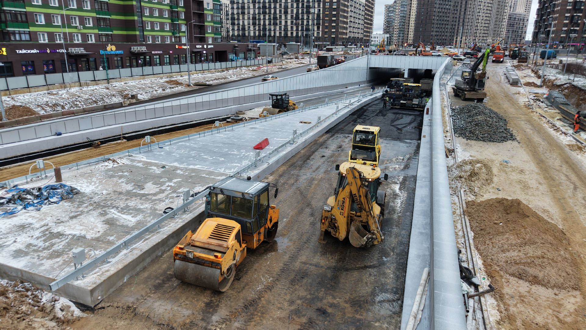 видео с коптера, тоннель на Путилковском шоссе, дороги красногорска,