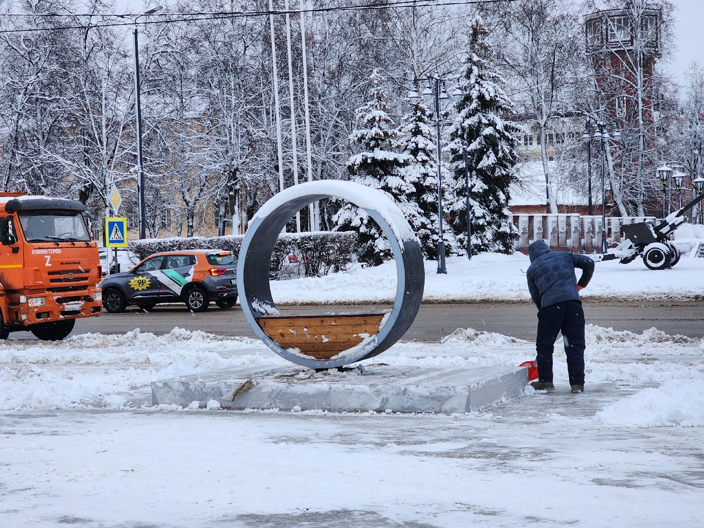 Ногинск,  снегопад, Уборка снега, коммунальщики, Коммунальная служба, Жители,
