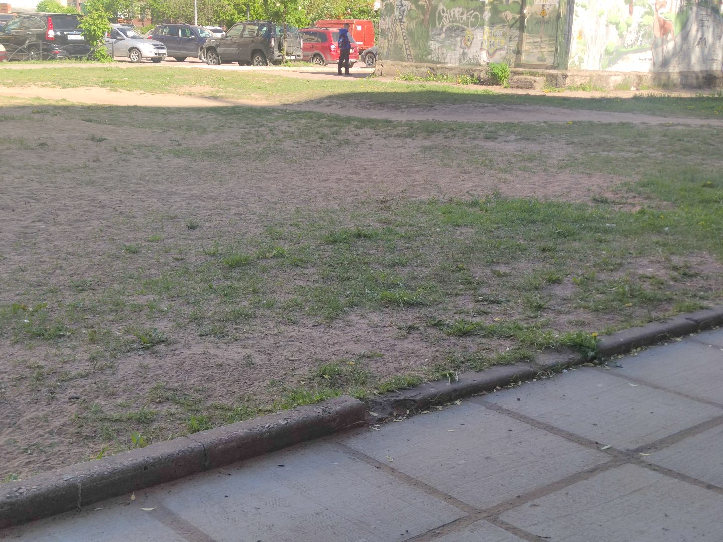 покос травы, двор, Дубна