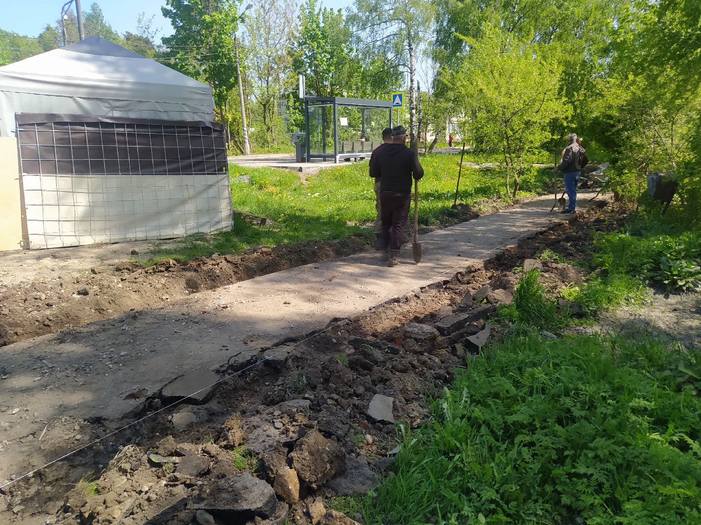 Дорога, тротуар, асфальт, бордюр