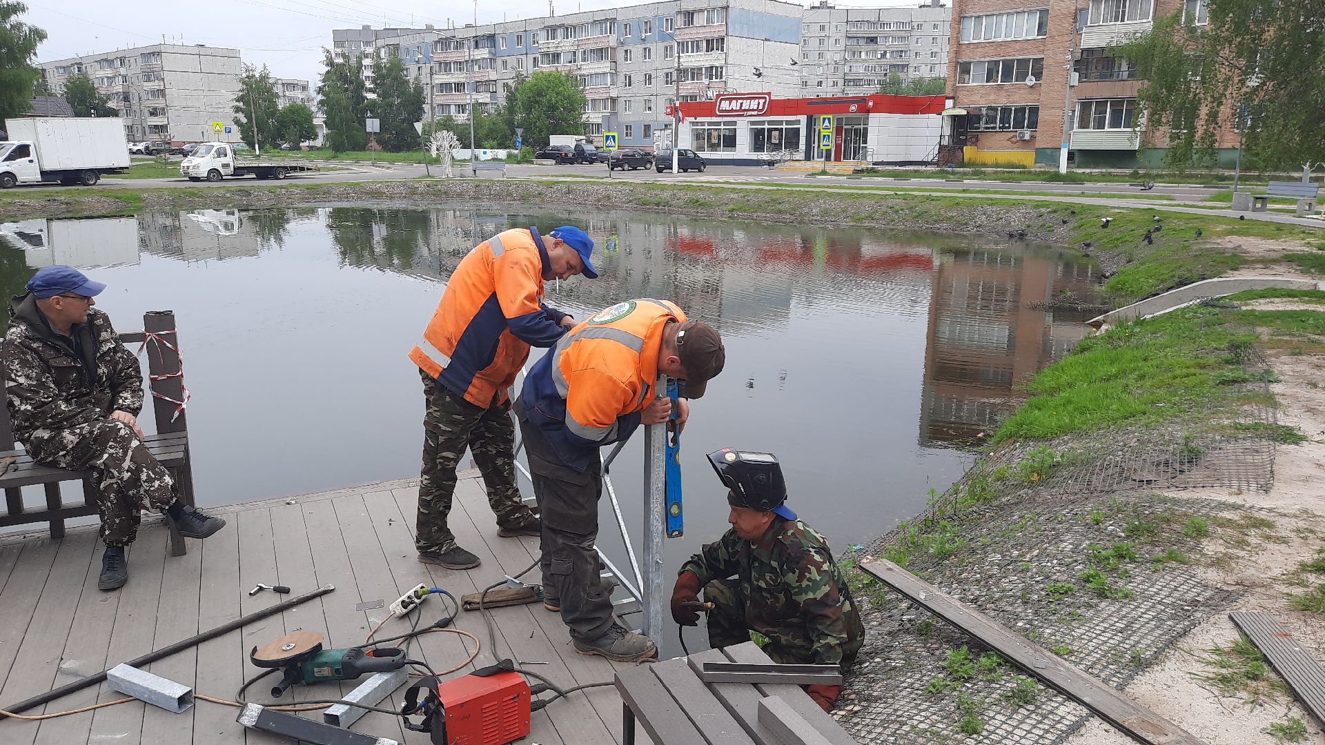 Шатура, набережная, замена ограждения, новый перила