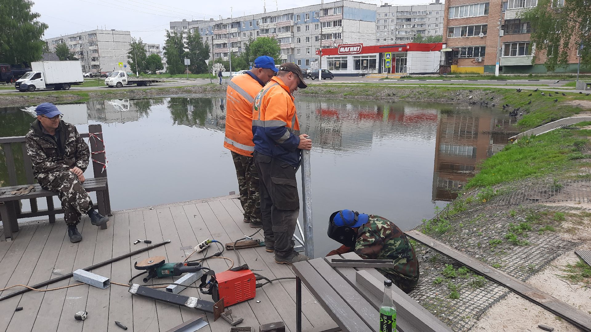 Шатура, набережная, замена ограждения, новый перила
